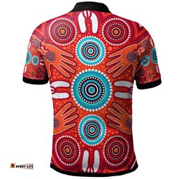 Polo Shirts - Aboriginal Family With Dot Painting art