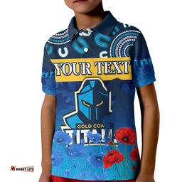 Custom Personalised Titans Anzac 2022 Polo Shirt Gold Coast Aboriginal Lest We Forget