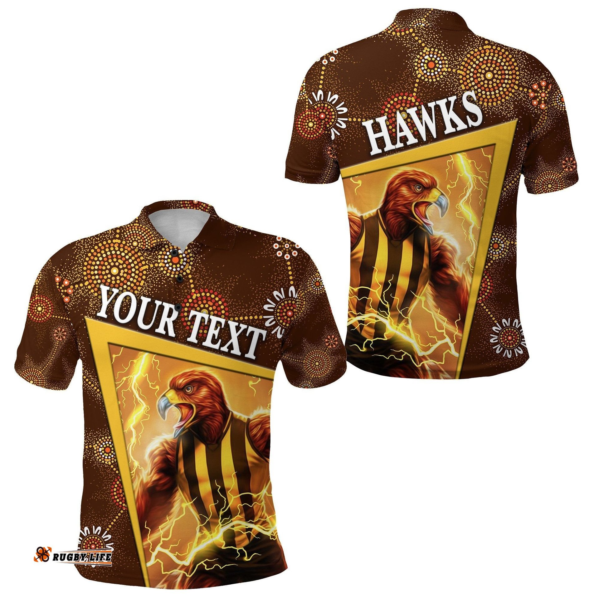 Custom Personalised Hawthorn Polo Shirt Hawks Indigenous Limited Edition NO.1