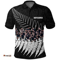 New Zealand Haka Rugby Polo Shirt - Best Silver Fern Black