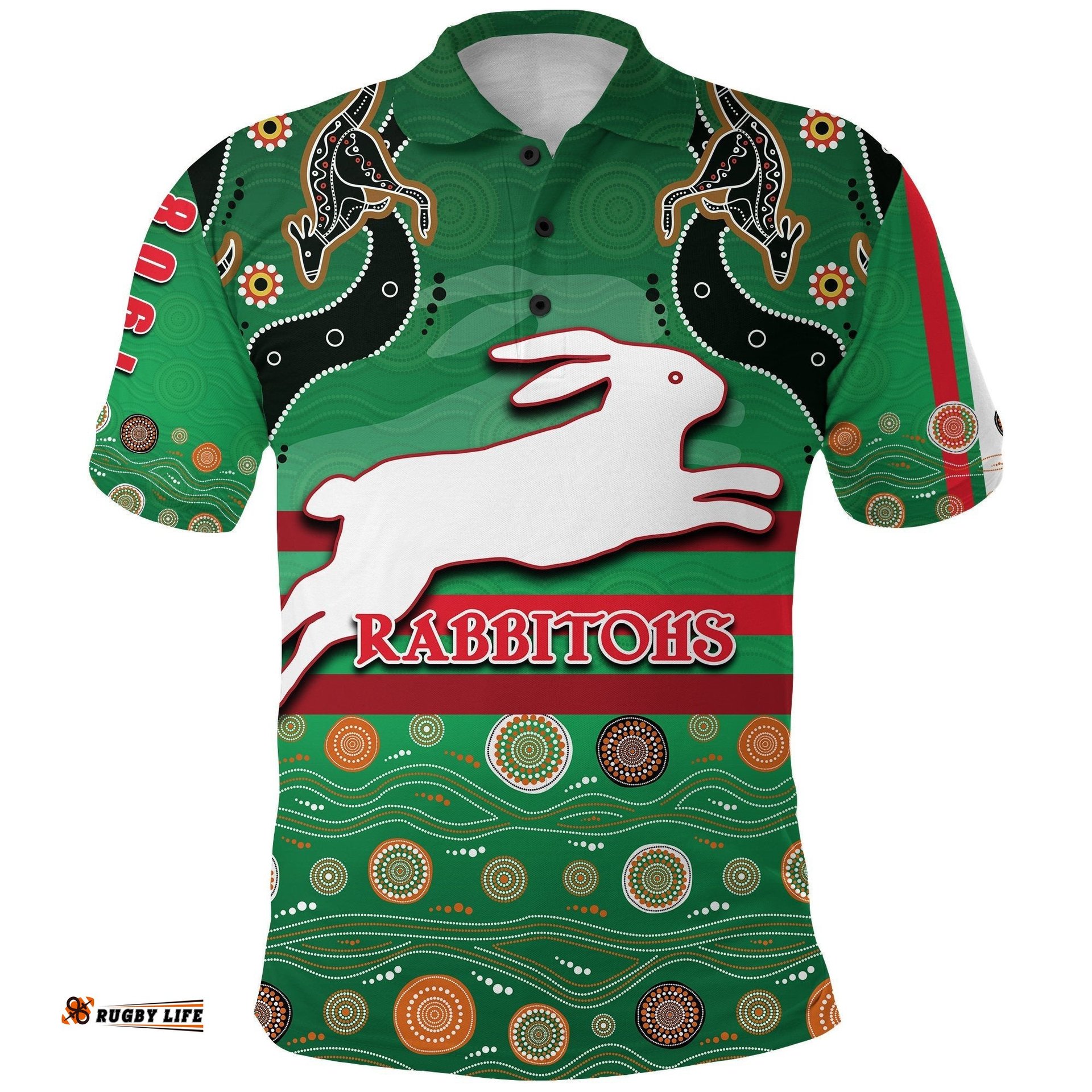 Rabbitohs Polo Shirt Indigenous Green