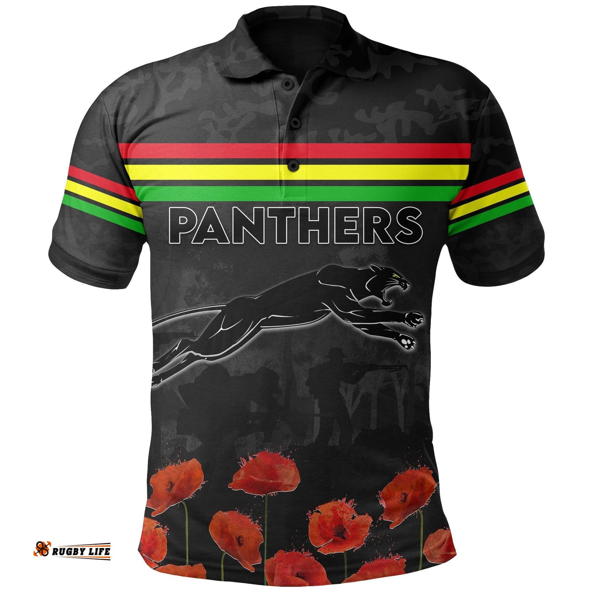 Panthers Rugby Anzac Day Polo Shirt
