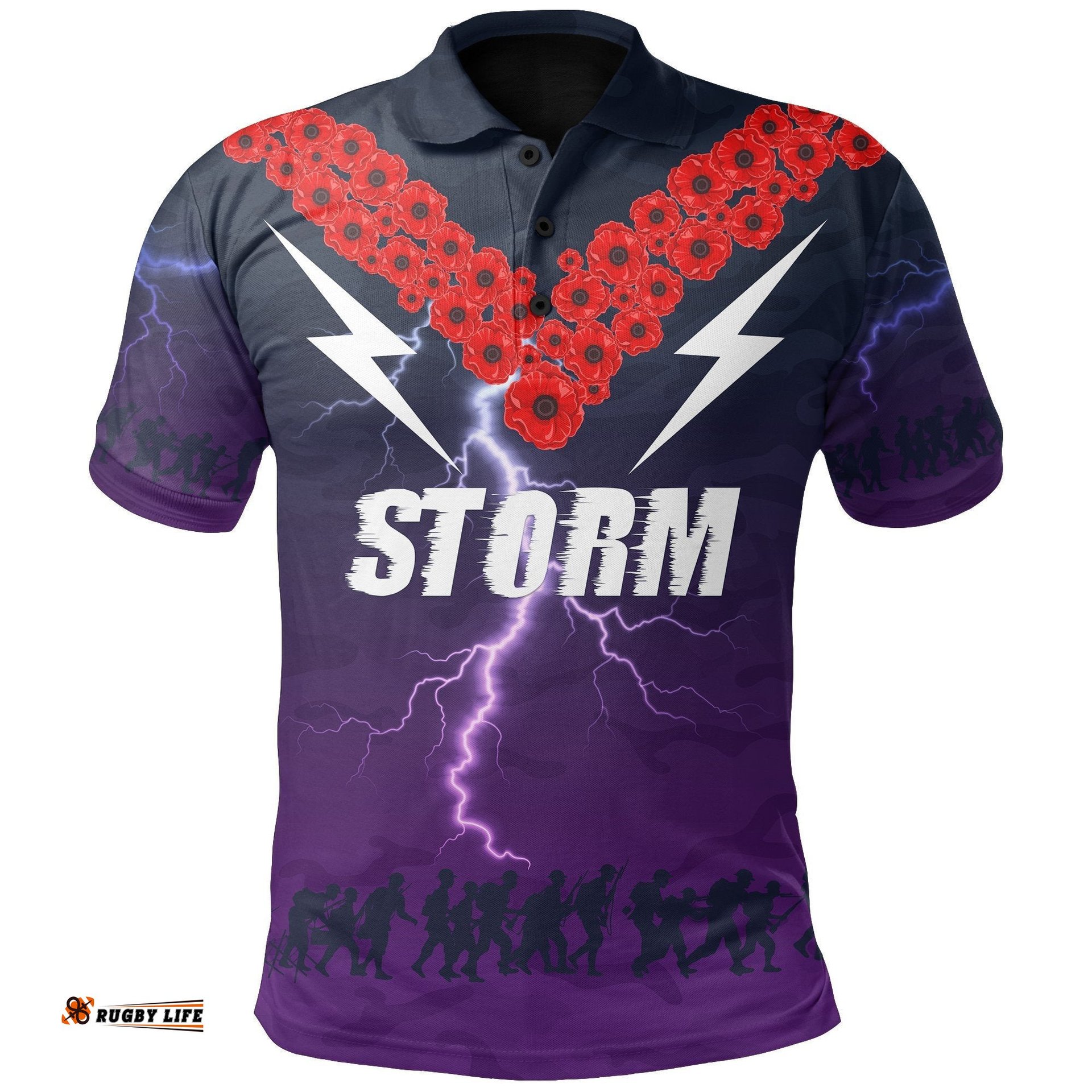 Melbourne Storm Polo Shirt Anzac Day Camoflag