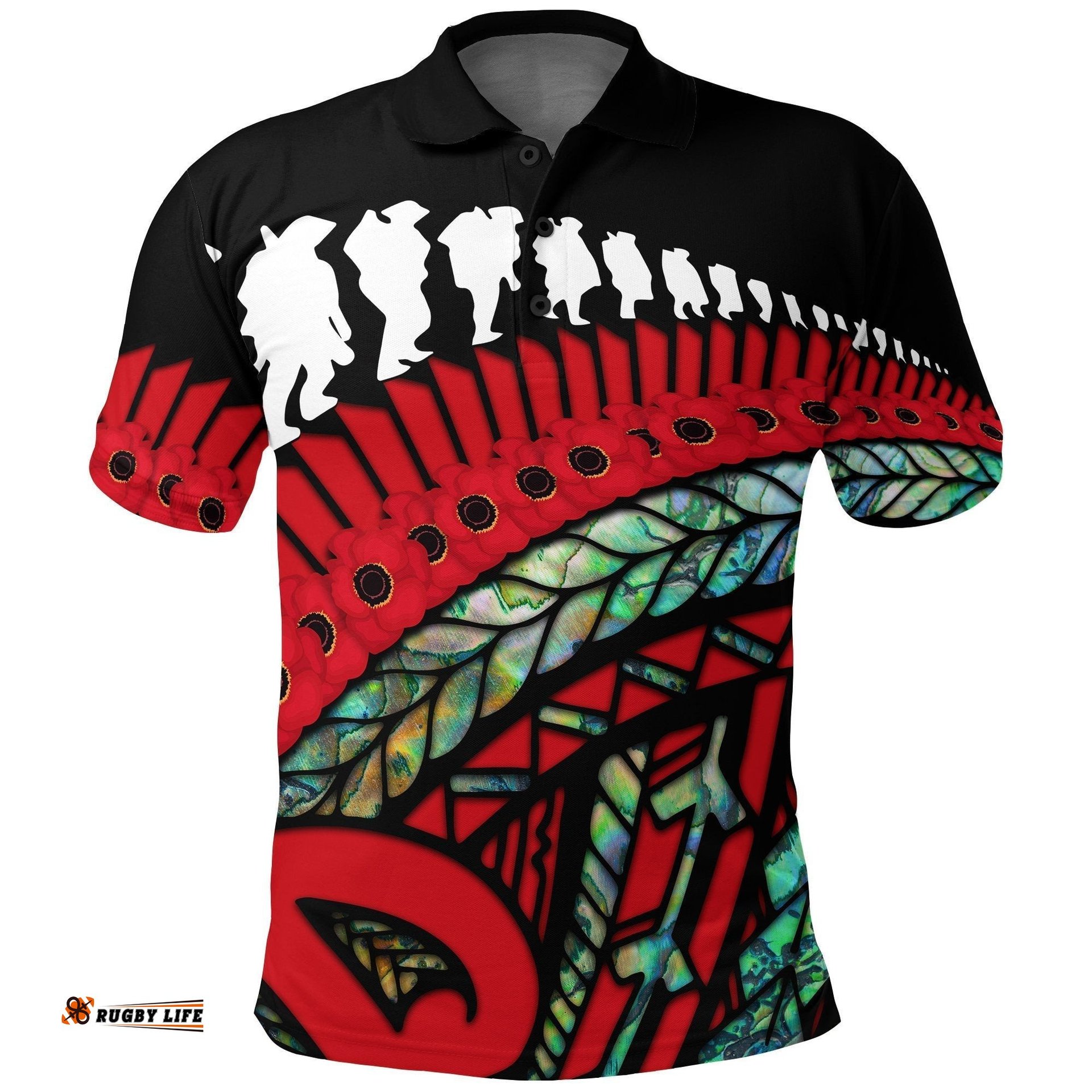 Anzac New Zealand Polo Shirt, Poppies Lest We Forget Maori Golf Shirt Soldiers Paua