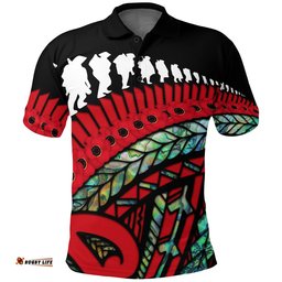 Anzac New Zealand Polo Shirt, Poppies Lest We Forget Maori Golf Shirt Soldiers Paua