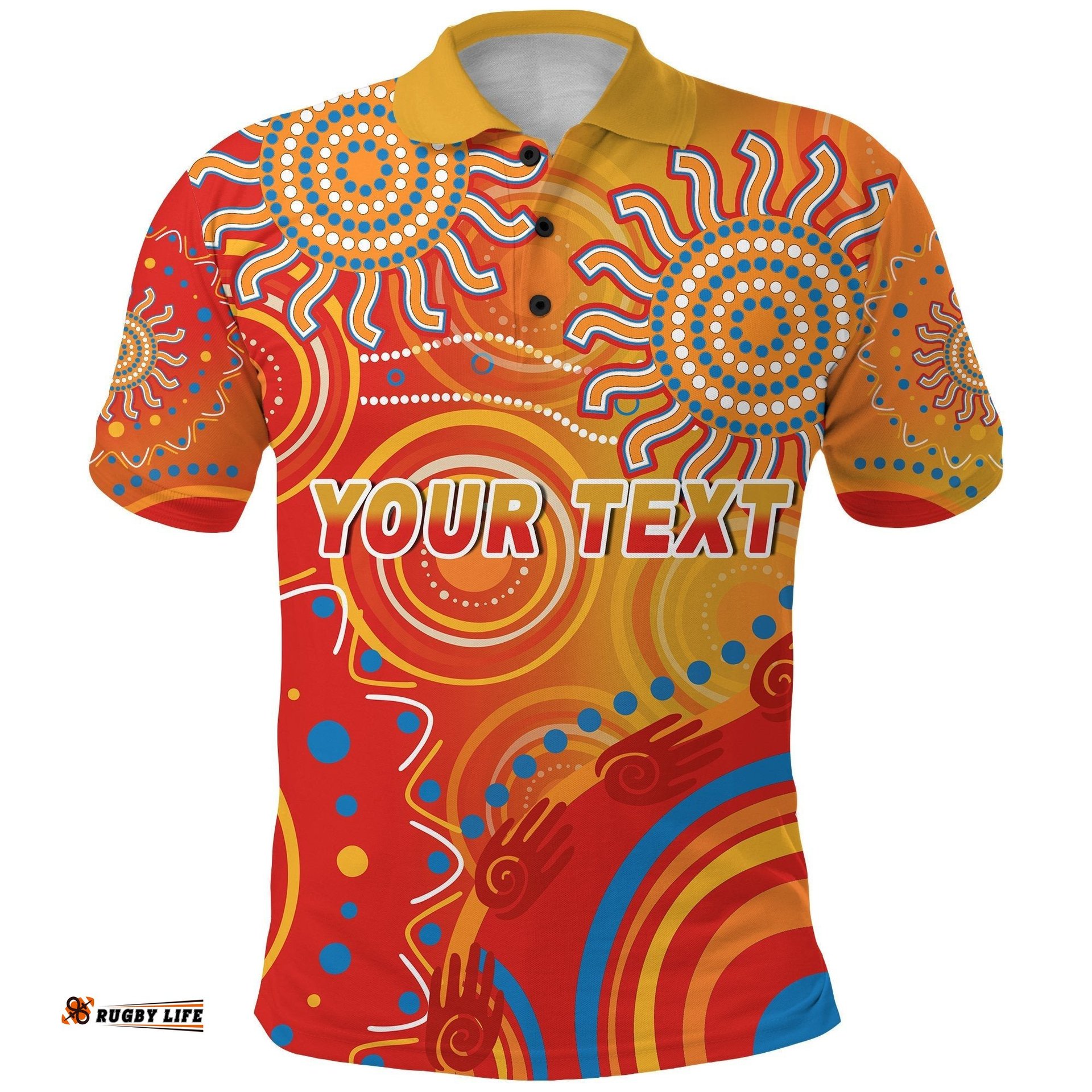 Custom Personalised Suns Polo Shirt Sun Indigenous Gold Coast