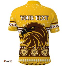 Custom Personalised Hawks Christmas Polo Shirt Indigenous Hawthorn Football