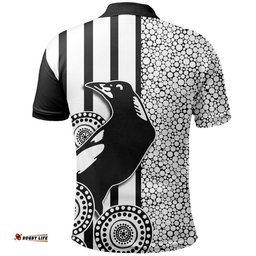 Magpies Polo Shirt Aboriginal Dot White