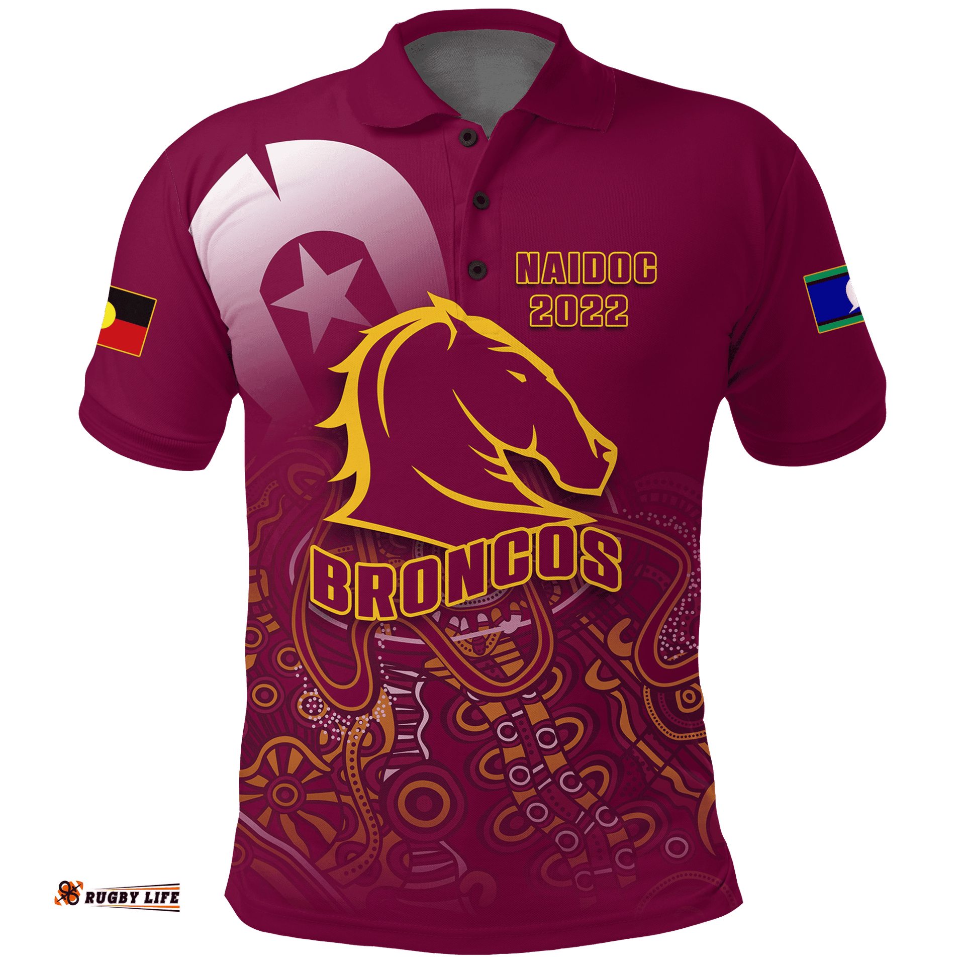 Brisbane Broncos Rugby NAIDOC 2022 Polo Shirt -