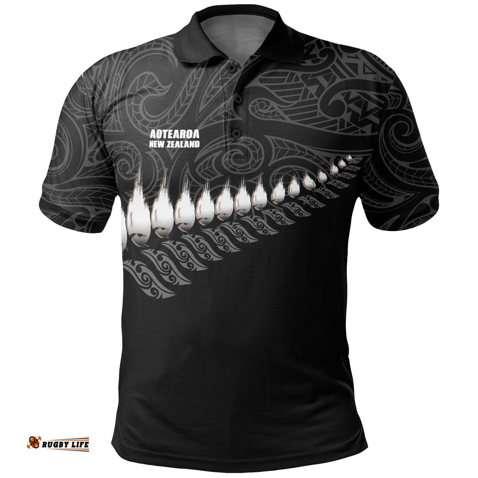 New Zealand Polo Shirt Rugby Silver Fern