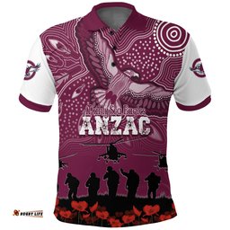 Manly Sea Eagles Rugby Polo Shirt Anzac Day Toward The New Dawn