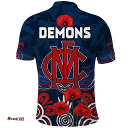 Demons Anzac 2022 Polo Shirt Melbourne Football Aboriginal Poppy