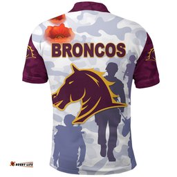 Brisbane Broncos Polo Shirt Anzac Day Camouflage Vibes - Purple NO.1