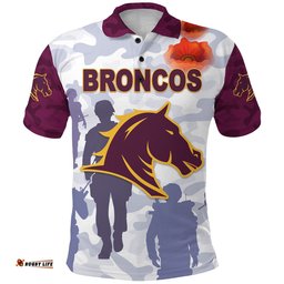 Brisbane Broncos Polo Shirt Anzac Day Camouflage Vibes - Purple NO.1