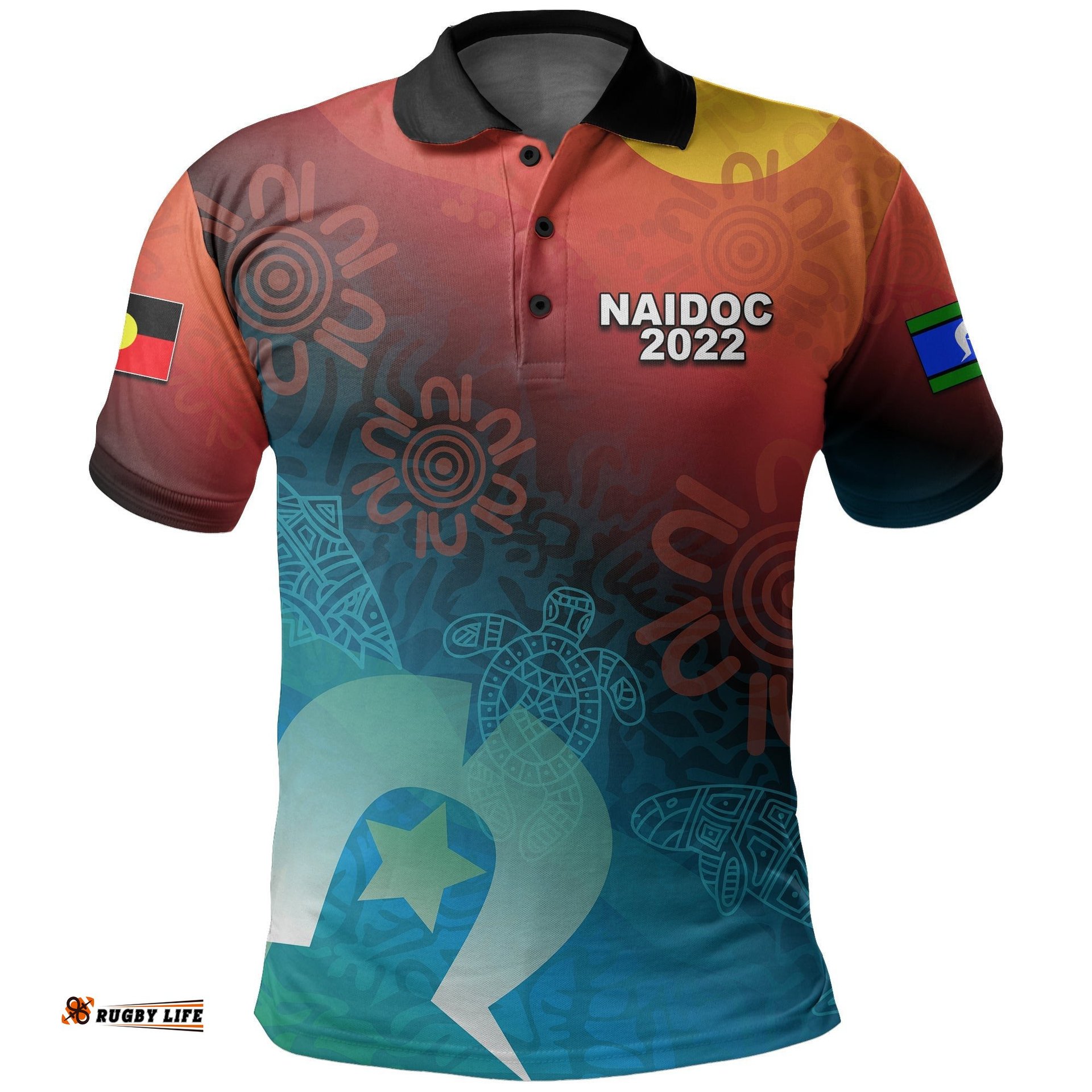 Naidoc Week 2022 Polo Shirt Indigenous Flag Australia Aboriginal