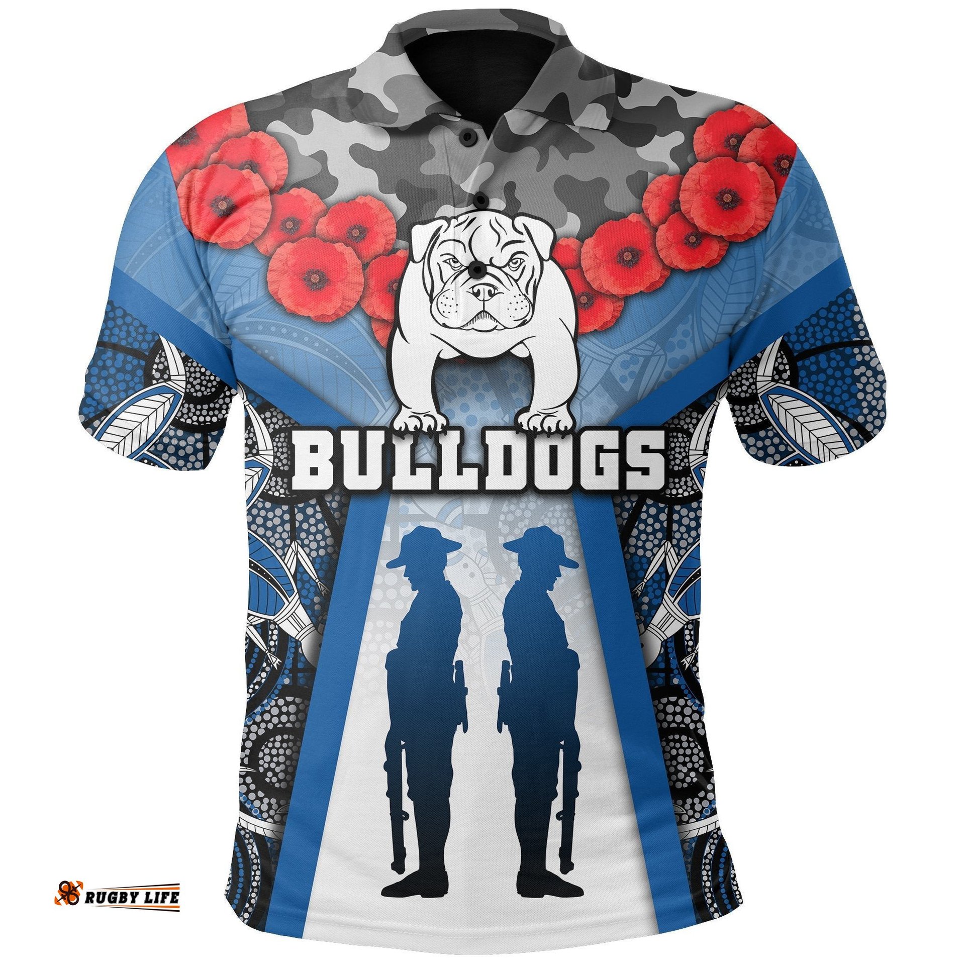 Australia Bulldogs Rugby Polo Shirt Anzac Day Survival World