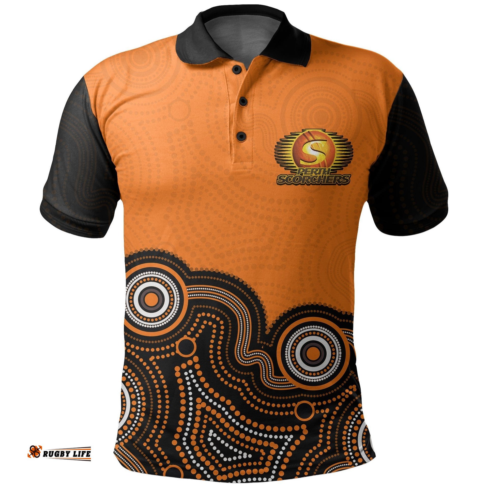 Custom Personalised And NumberPerth Scorchers Polo Shirt Cricket Aboriginal Style