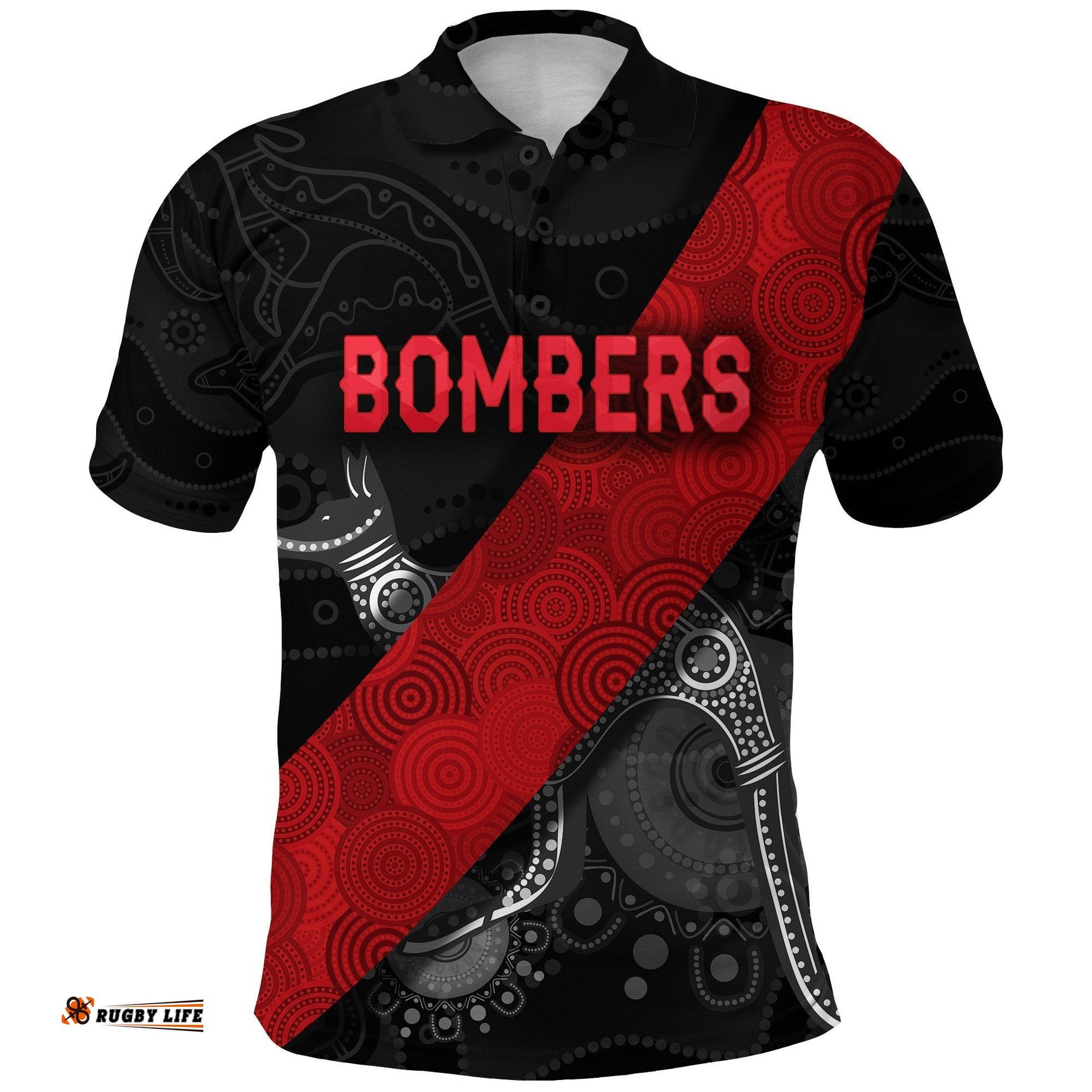 Essendon Polo Shirt Indigenous Bombers - Black