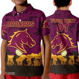 Custom Personalised Broncos ANZAC Polo Shirt Simple Style - Maroon