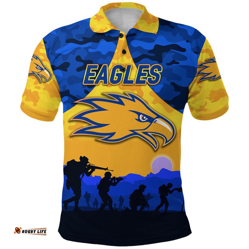 West Coast Eagles ANZAC Polo Shirt Simple Style - Gold