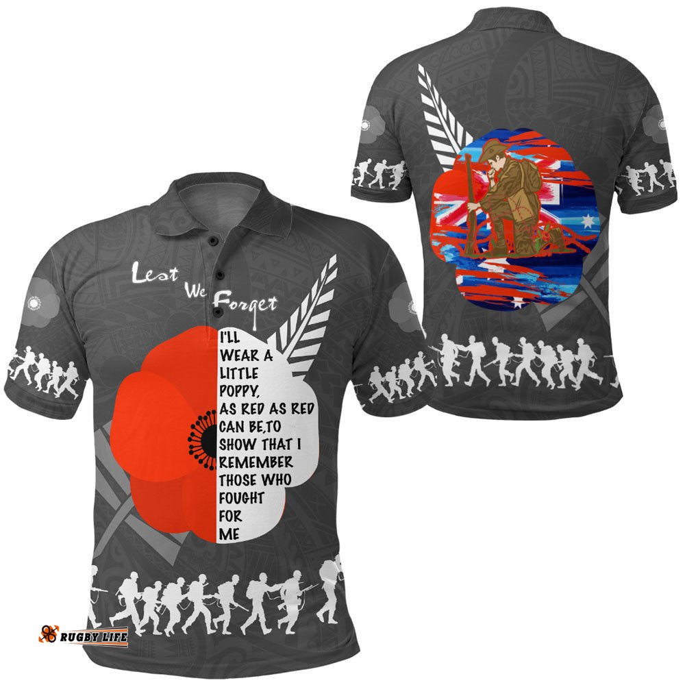 Vibe Hoodie Clothing - New Zealand Anzac Red Poopy Polo Shirt