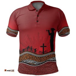 Polo Shirt Anzac Day Our Heroes - Nhi Style - Red