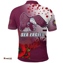Custom Personalised Sea Eagles Anzac Day Polo Shirt Indigenous Lest We Forget