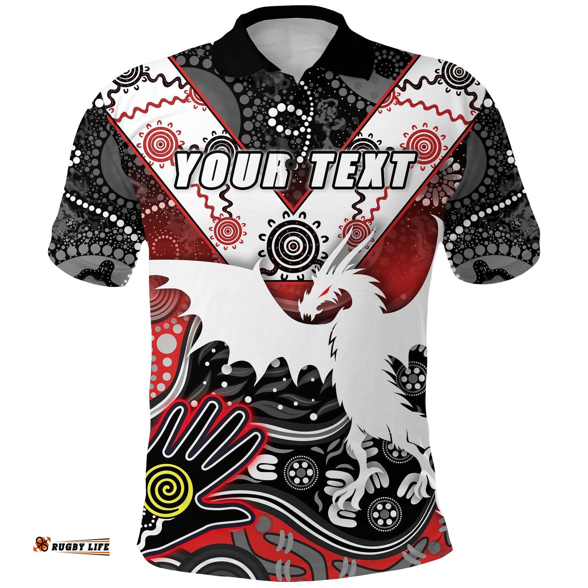 Custom Personalised White St. George Dragons Polo Shirt Indigenous