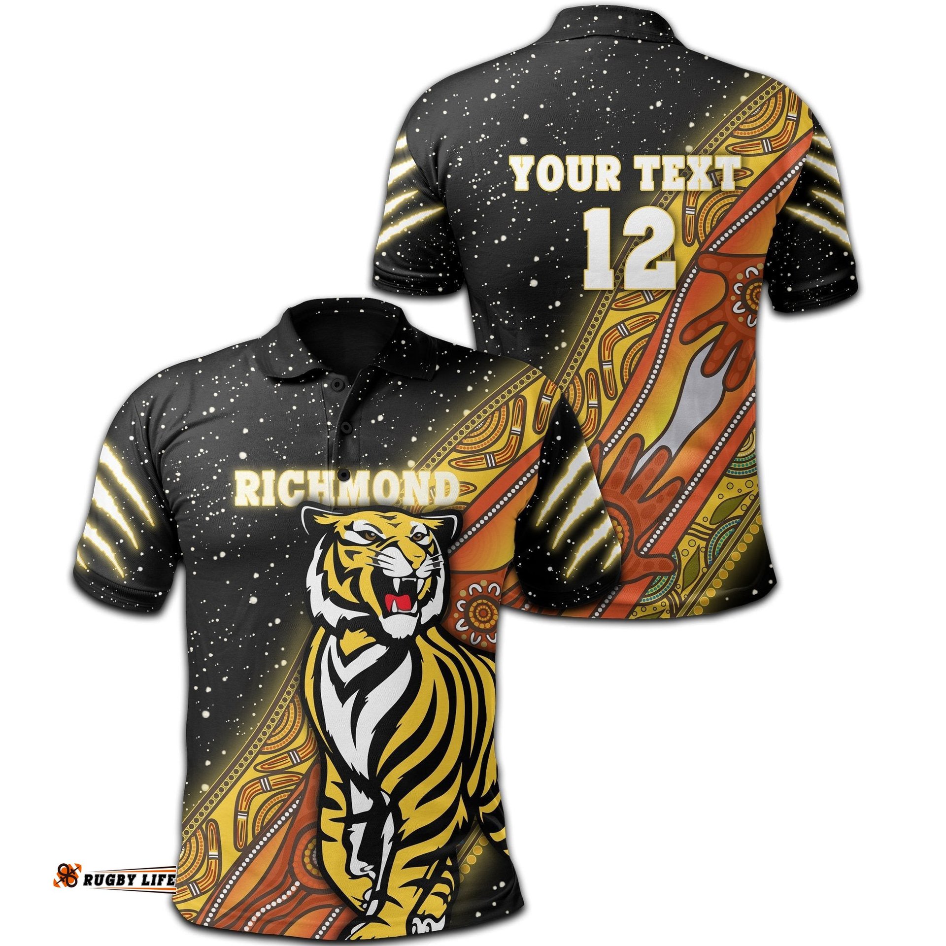 Custom Personalised Richmond Premier Polo Shirt Tigers Aboriginal