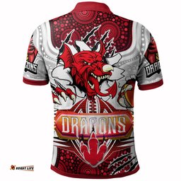 St. George Aboriginal Rugby Polo Shirt - Custom Indigenous Super Dragons Scratch Style RLT13