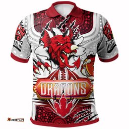 St. George Aboriginal Rugby Polo Shirt - Custom Indigenous Super Dragons Scratch Style RLT13