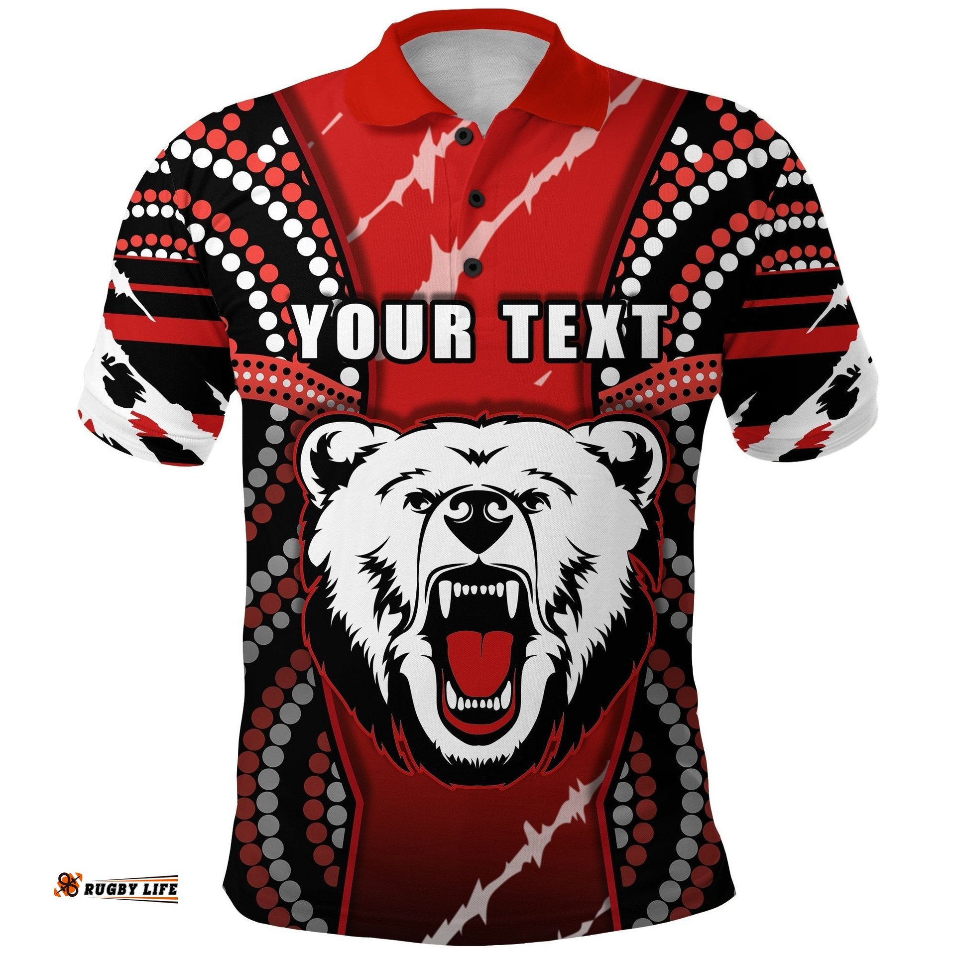 Custom Personalised Indigenous Bears Polo Shirt North Sydney Bring Back