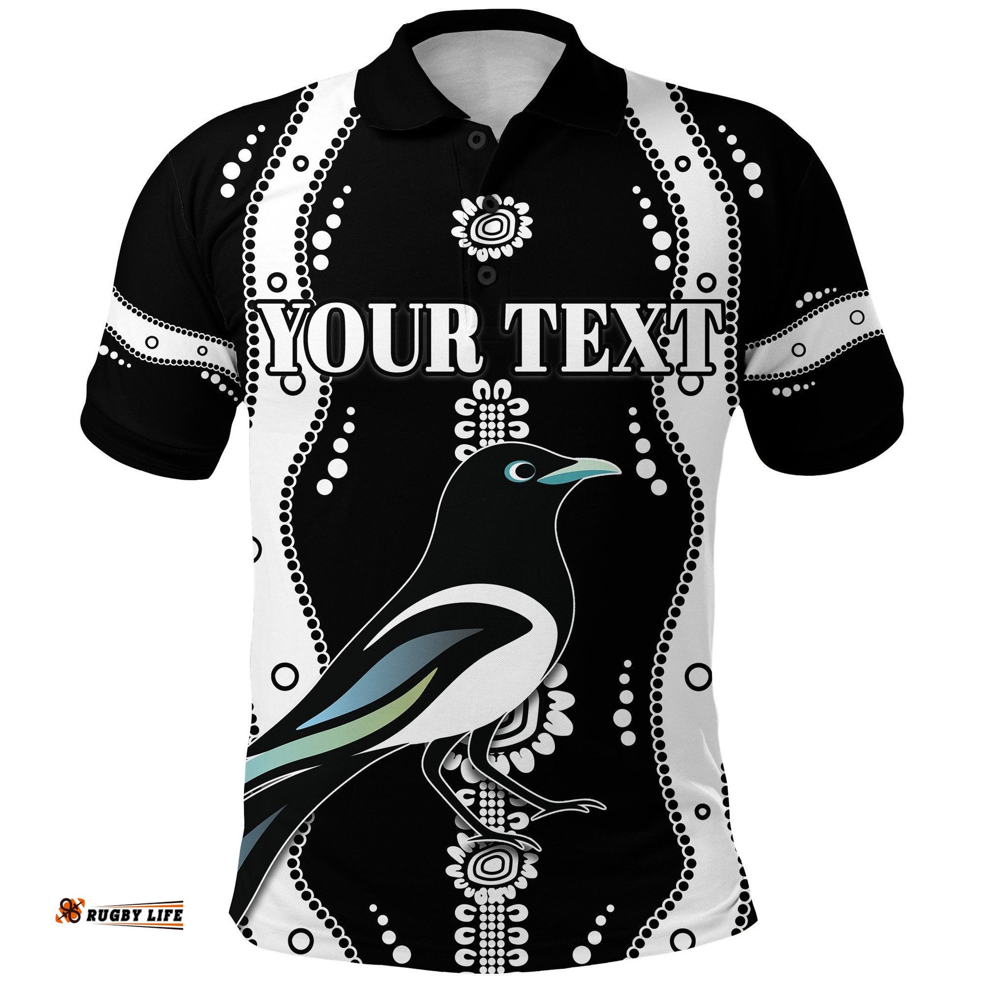 Custom Personalised Collingwood Polo Shirt Pies Indigenous - Black