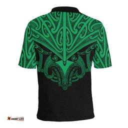 Maori Tattoo Polo Shirt Hei Matau Abalone Green