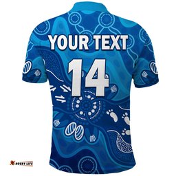 Custom Text And Number NSW Blues Polo Shirt New South Wales Aboriginal Art
