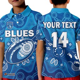 Custom Text And Number NSW Blues Polo Shirt New South Wales Aboriginal Art