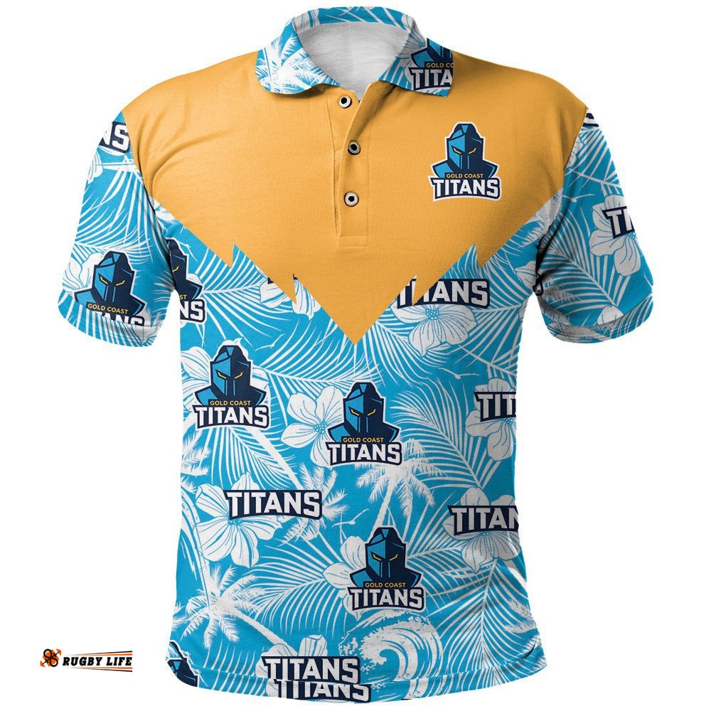 Gold Coast Titans Polo Shirt Tropical Seamless - NRL