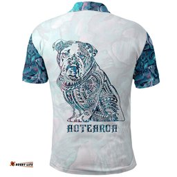 Aotearoa Maori Bulldog Polo Shirt, Paua Shell Bulldog Tattoo Golf Shirts