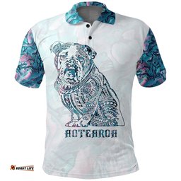 Aotearoa Maori Bulldog Polo Shirt, Paua Shell Bulldog Tattoo Golf Shirts