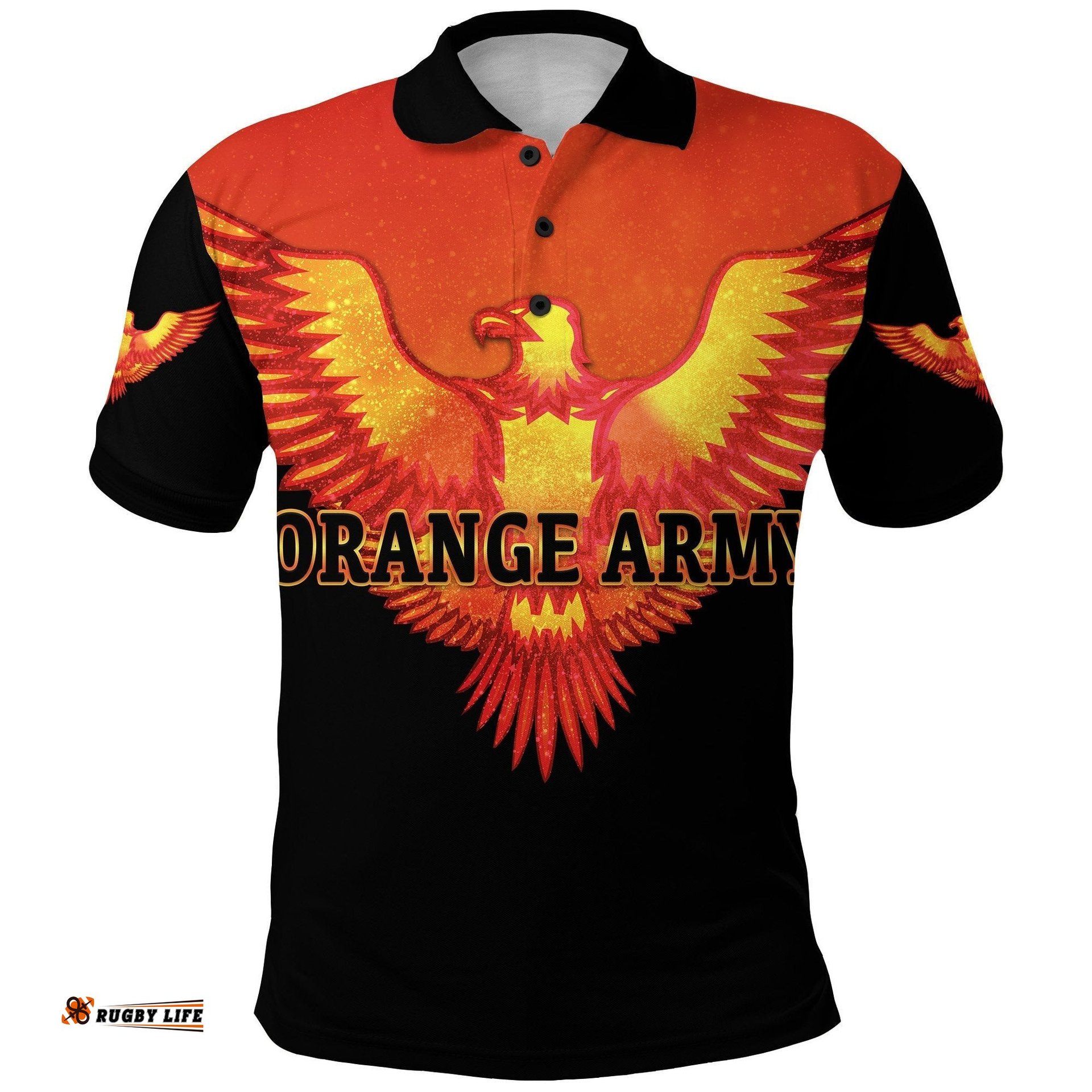 Sunrisers Hyderabad Orange Army Polo Shirt Cricket - Black