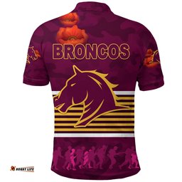 Custom Personalised Brisbane Broncos Polo Shirt Anzac Day Simple Style - Full Maroon