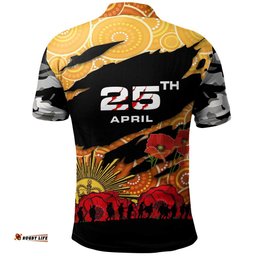 Tigers Rugby Polo Shirt - Custom Anzac Wests Tigers Aboriginal with Poppy Flower Polo Shirt