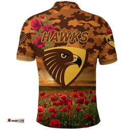 Hawthorn Hawks ANZAC Polo Shirt Poppy Vibes