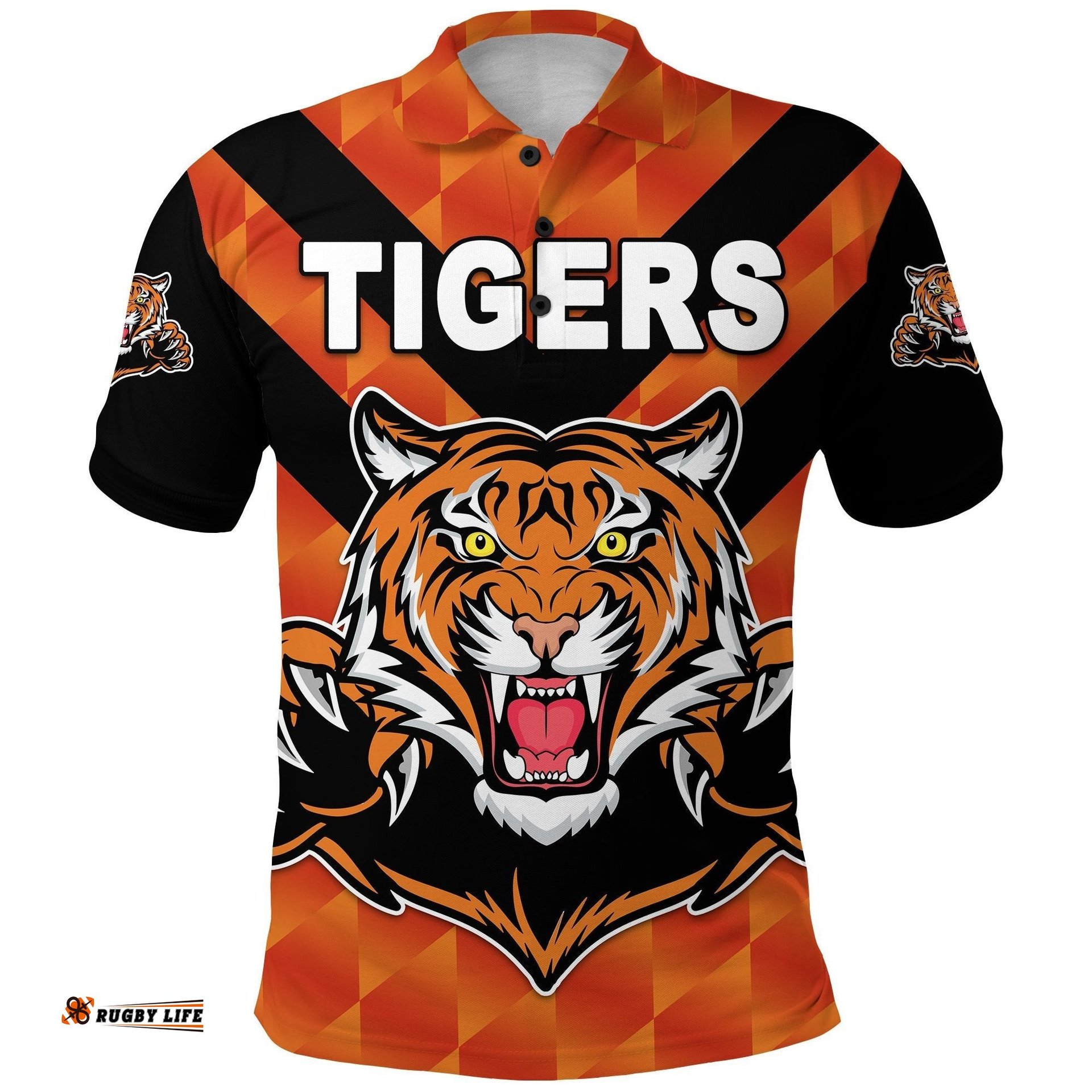 Custom Personalised Balmain Polo Shirt Tigers Orange Vibes No.2