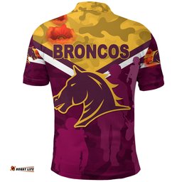 Brisbane Broncos Polo Shirt Anzac Day Camouflage Vibes - Maroon No.1