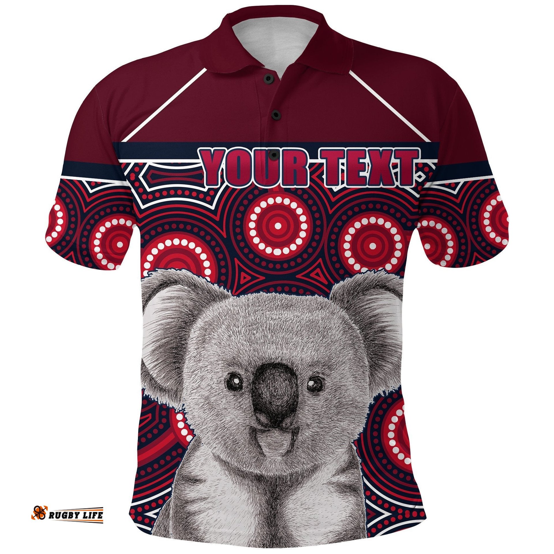 Custom Personalised Reds Rugby Australian Polo Shirt Simple Indigenous Queensland