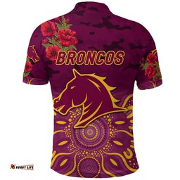 Brisbane Broncos ANZAC 2022 Polo Shirt Indigenous Vibes