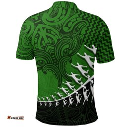 New Zealand Silver Fern Polo Shirt, Maori Manaia Rugby Player Golf Shirt