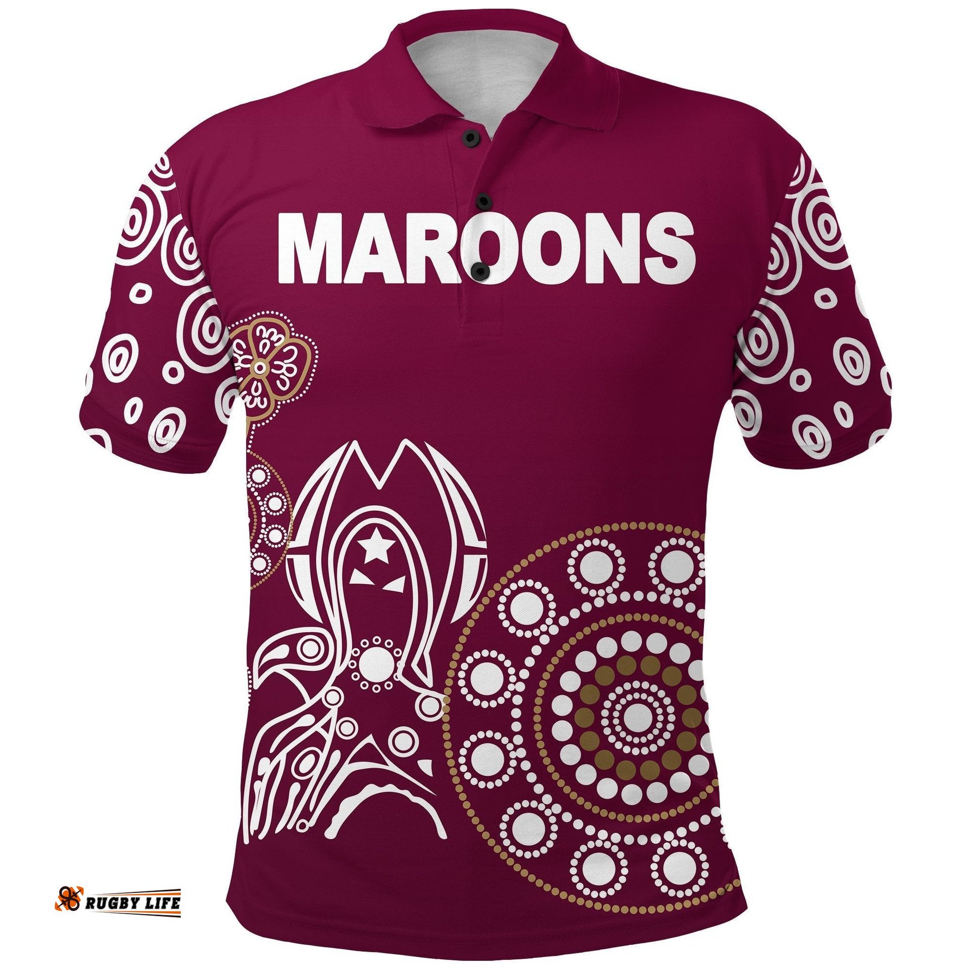 Queensland Polo Shirt Maroons Simple Indigenous