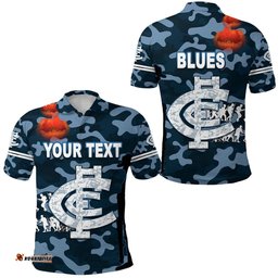 Custom Personalised Carlton Polo Shirt Blues Anzac Vibes NO.1